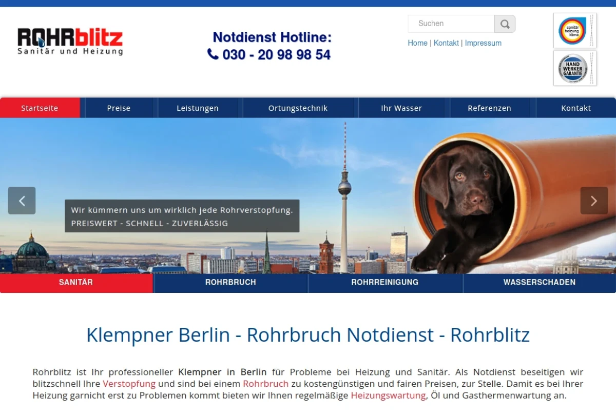 Rohrblitz Berlin Webdesign