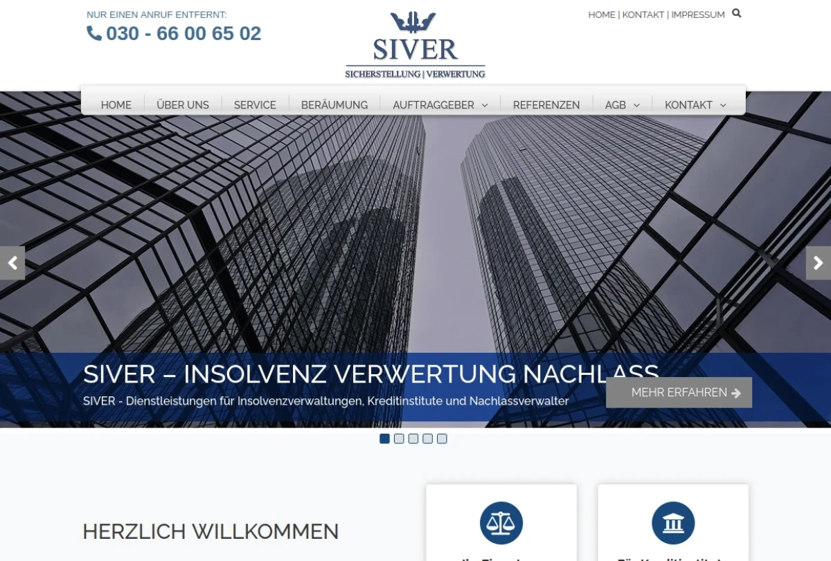 SIVER Sicherstellung & Verwertung Webdesign