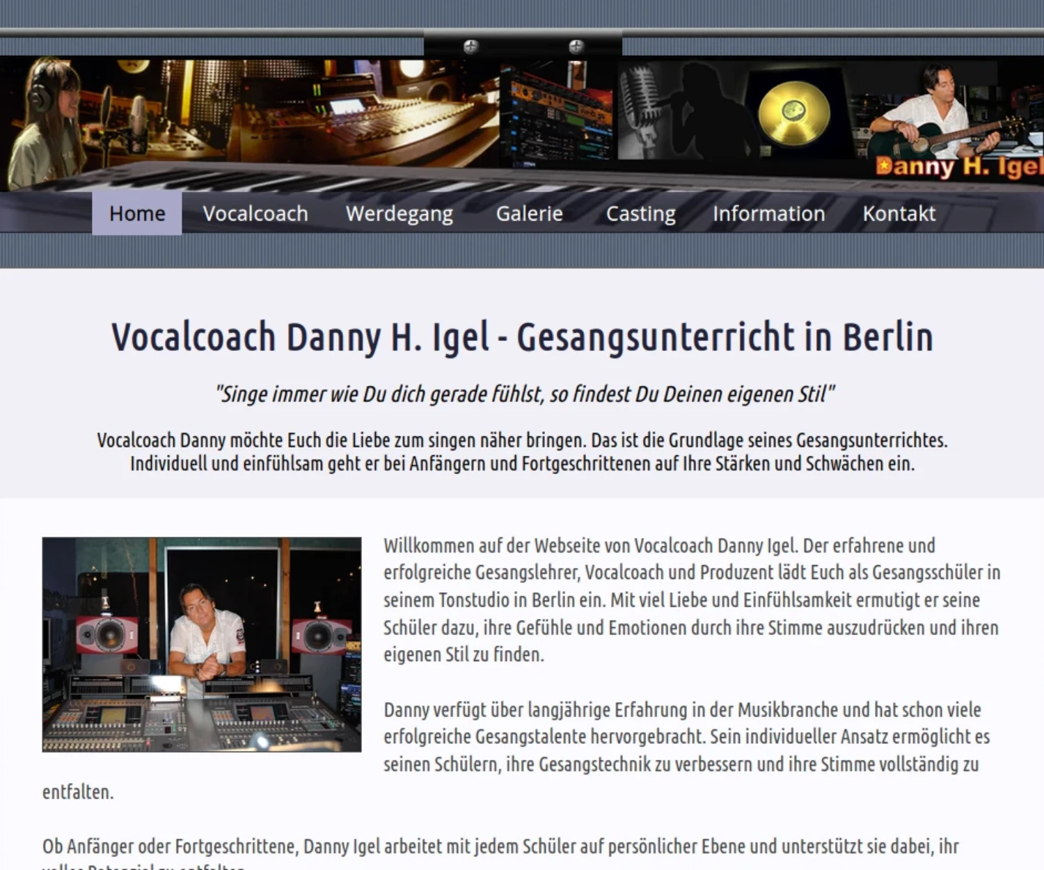 Vocalcoach Danny Webdesign