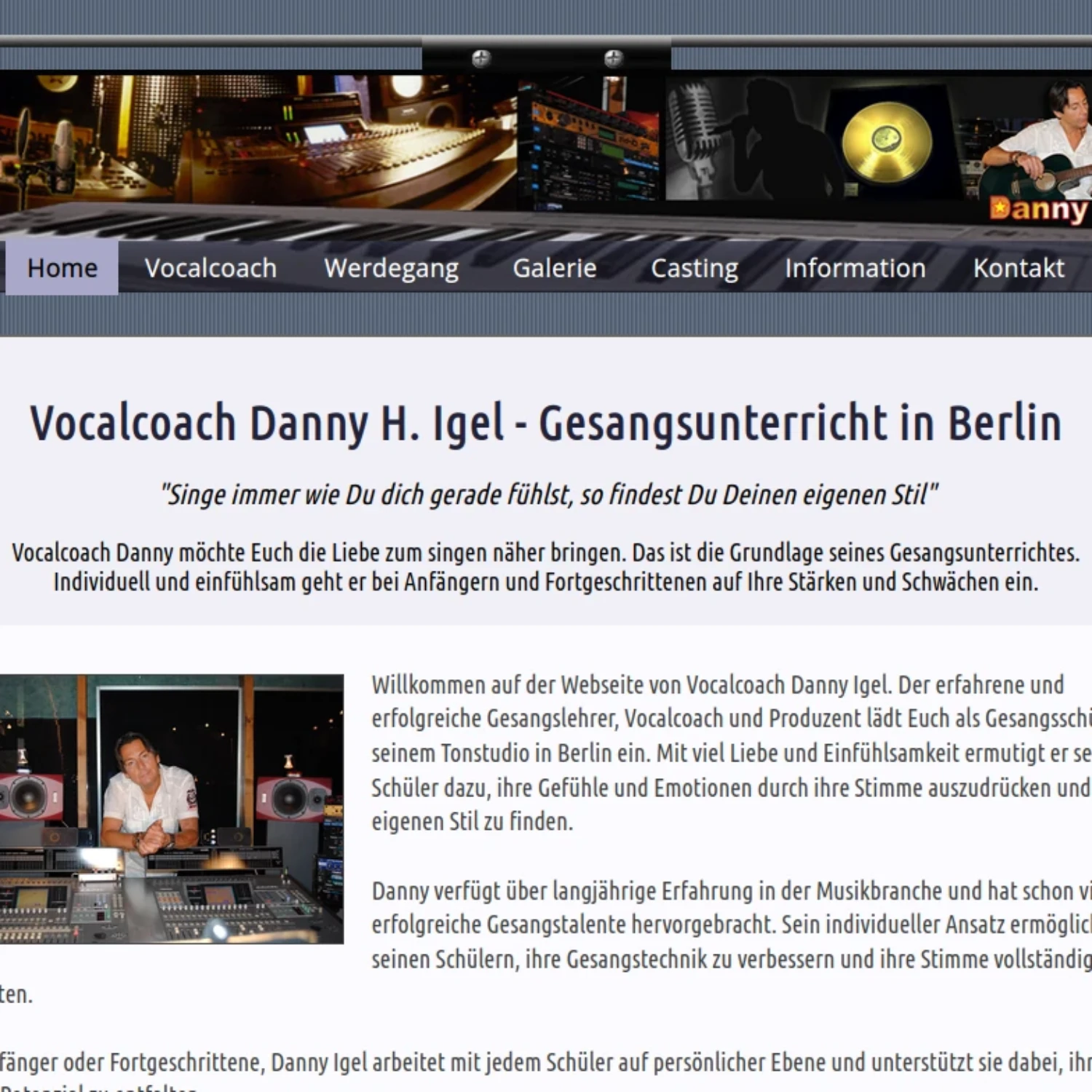Vocalcoach Danny Webdesign