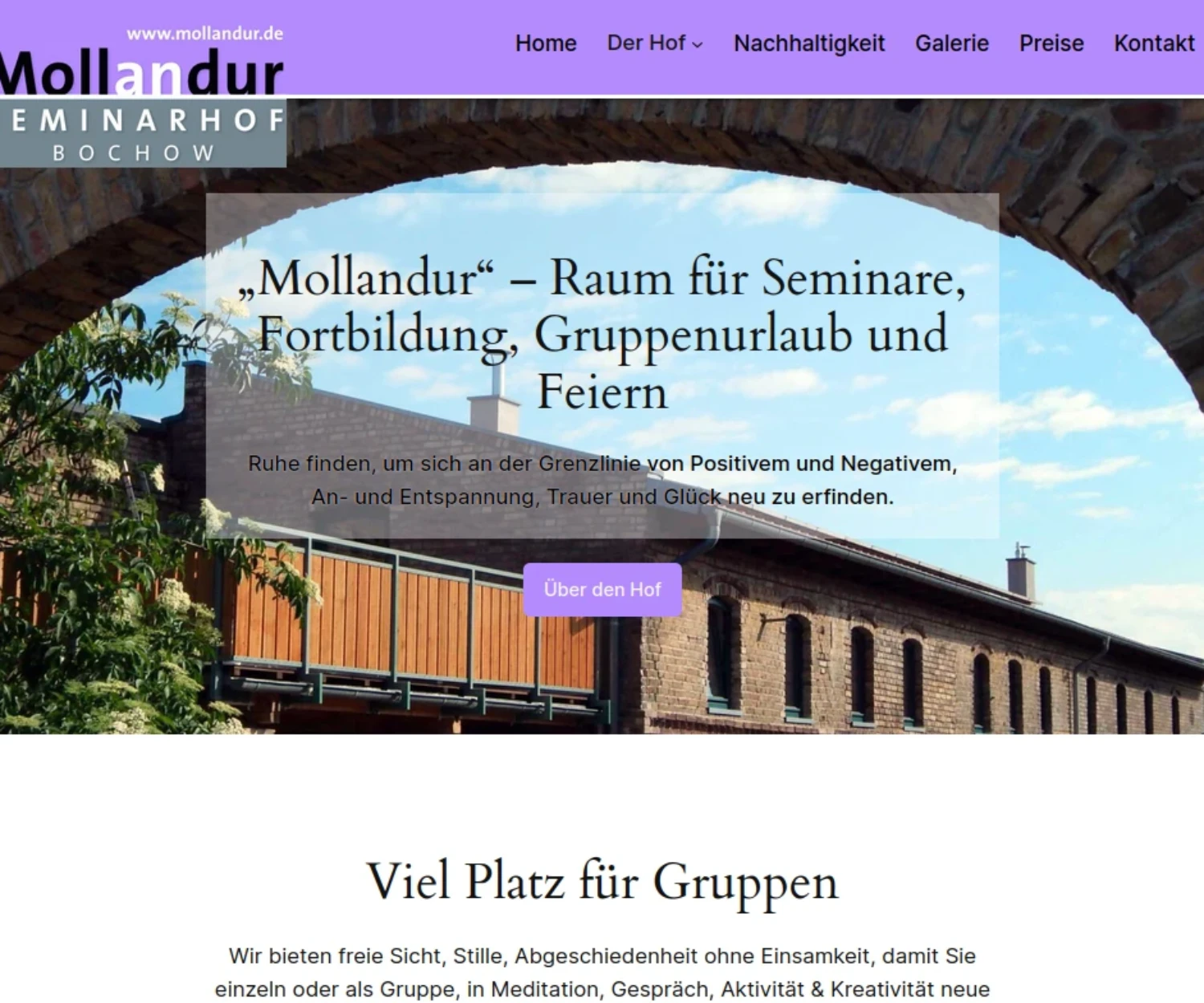 Mollandur Seminarhof Bochow - Webdesign