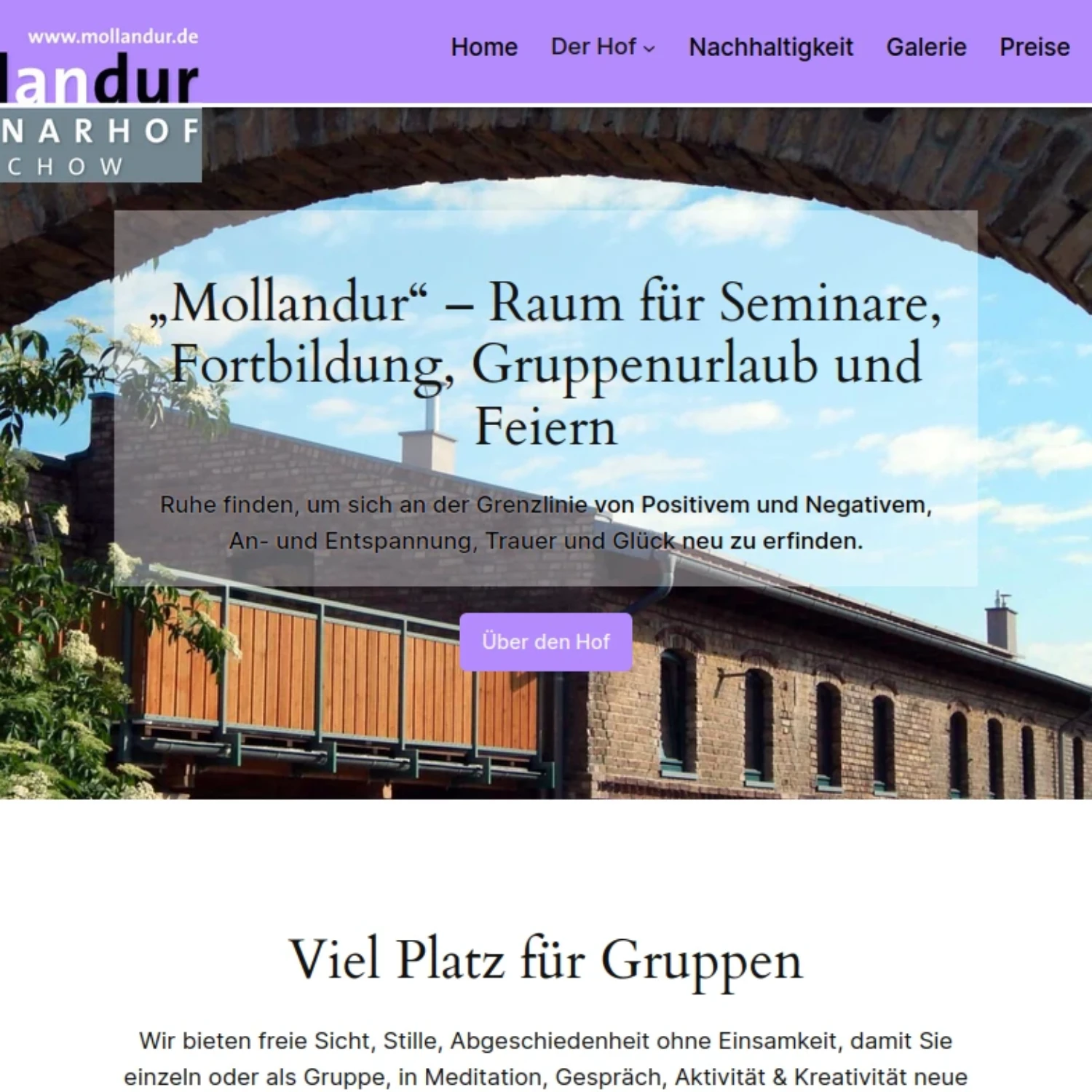 Mollandur Seminarhof Bochow - Webdesign